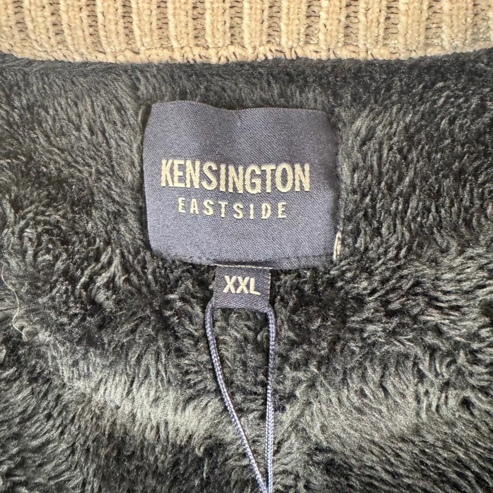 Kensington Eastside Mens XXL Black Marl Faux Fur Lined Full Zip Sweater Jacket